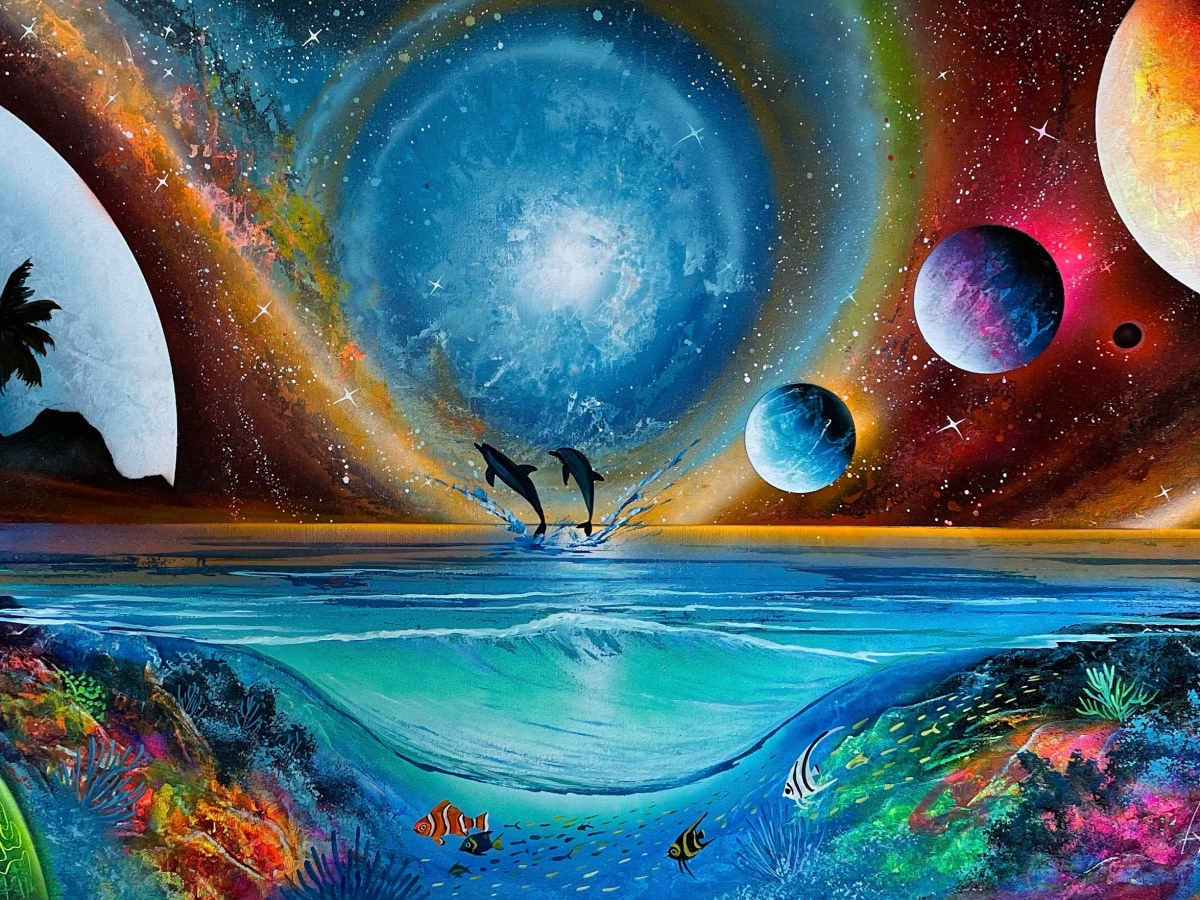 Space universe,ocean coral reef 🐠 spray painting