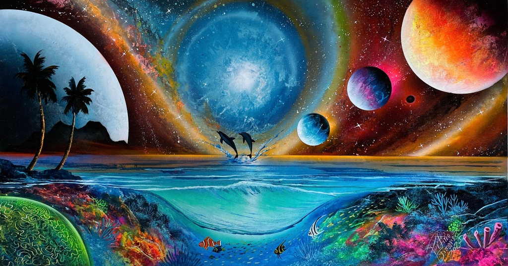 Space universe,ocean coral reef 🐠 spray painting